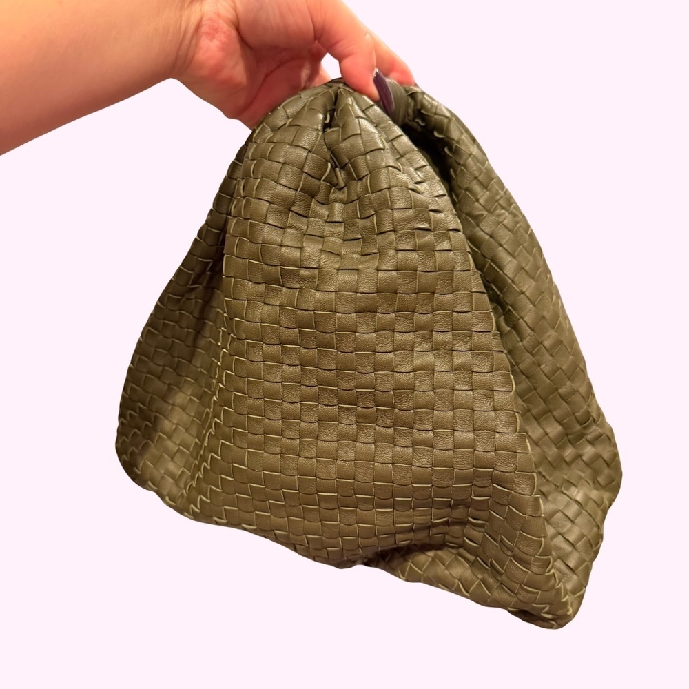 HTF NWT Cleobella Nia Woven Handbag Leather Dark Green - Picture 3 of 5
